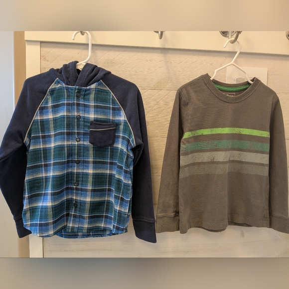 L.L. Bean Other - ✌🏻TWO L.L. Bean- Boys Sweatshirt Flannel W/ Hood & Long Sleeve T-shirt; Size: 4